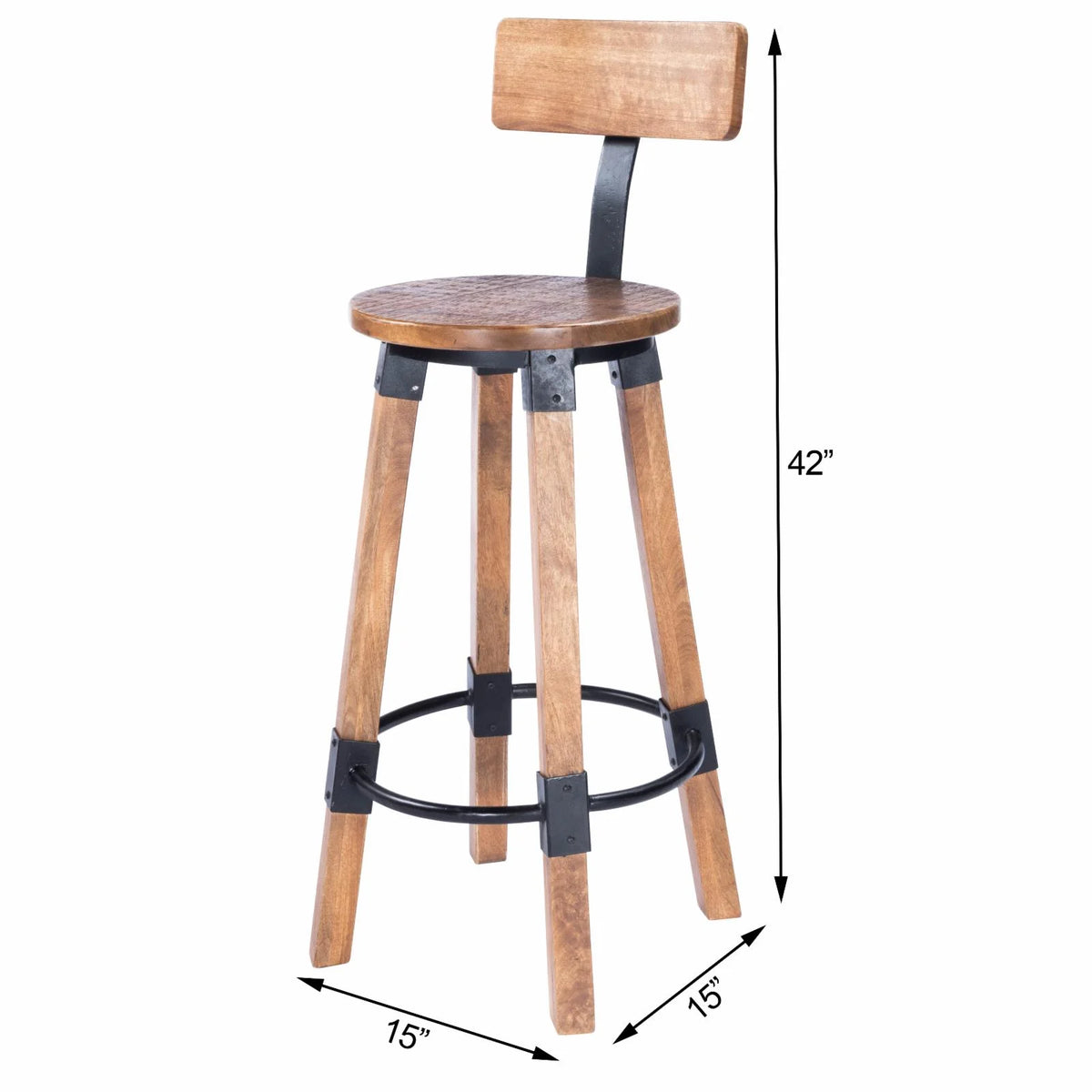 Beige Mango Wood & Metal Bar Stool P141011