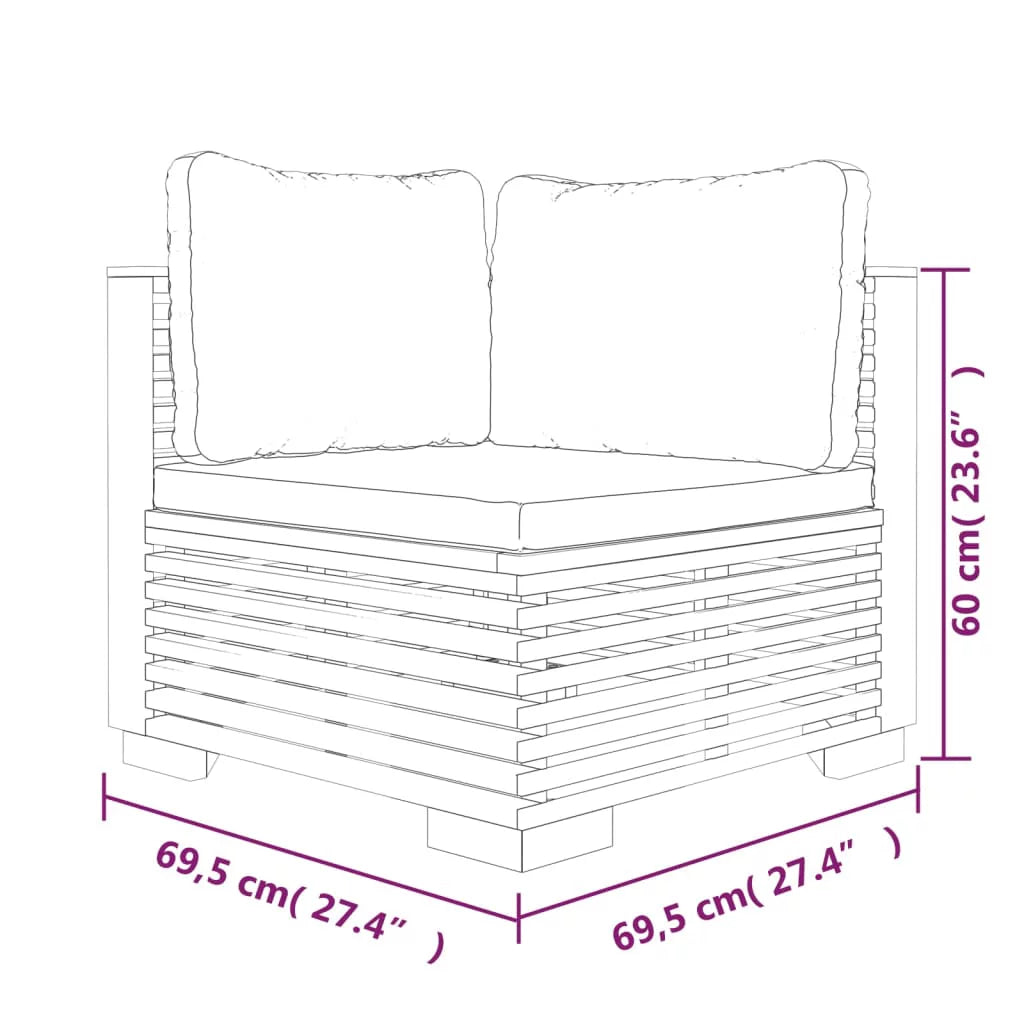 Teak Corner Sofa with Cushions V27896