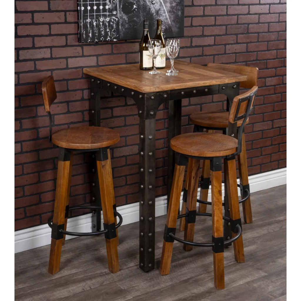 Beige Mango Wood & Metal Bar Stool P141011