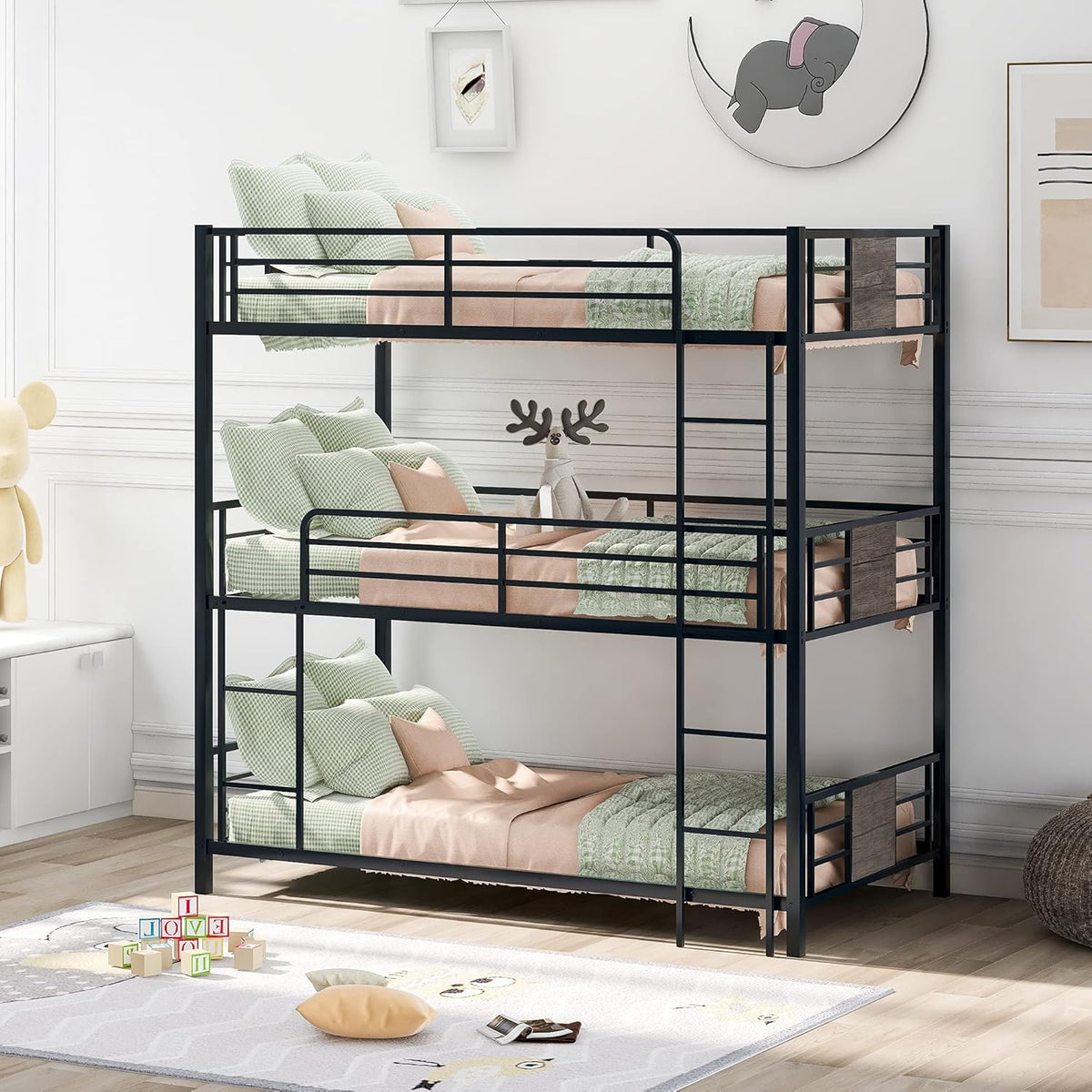 Twin Loft Bed with Slide and Storage Staircase Grey E5148