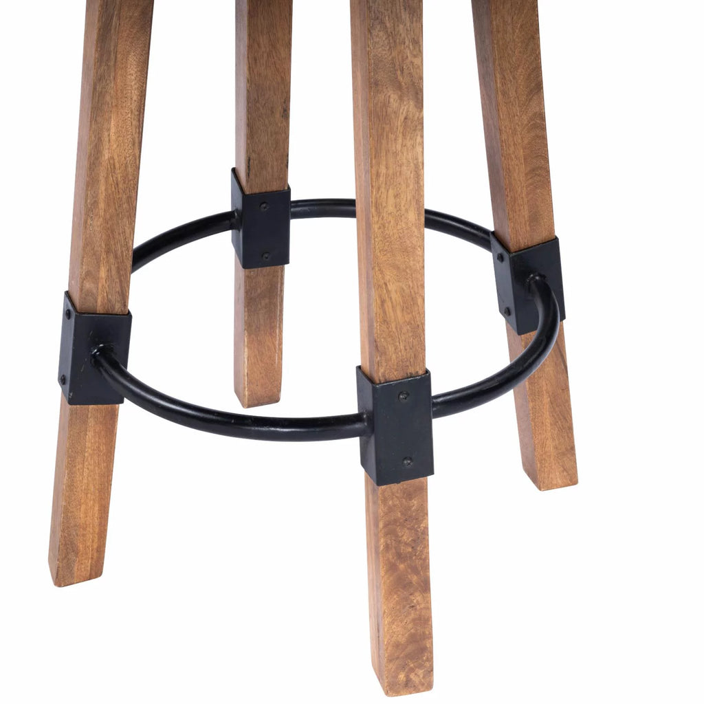 Beige Mango Wood & Metal Bar Stool P141011