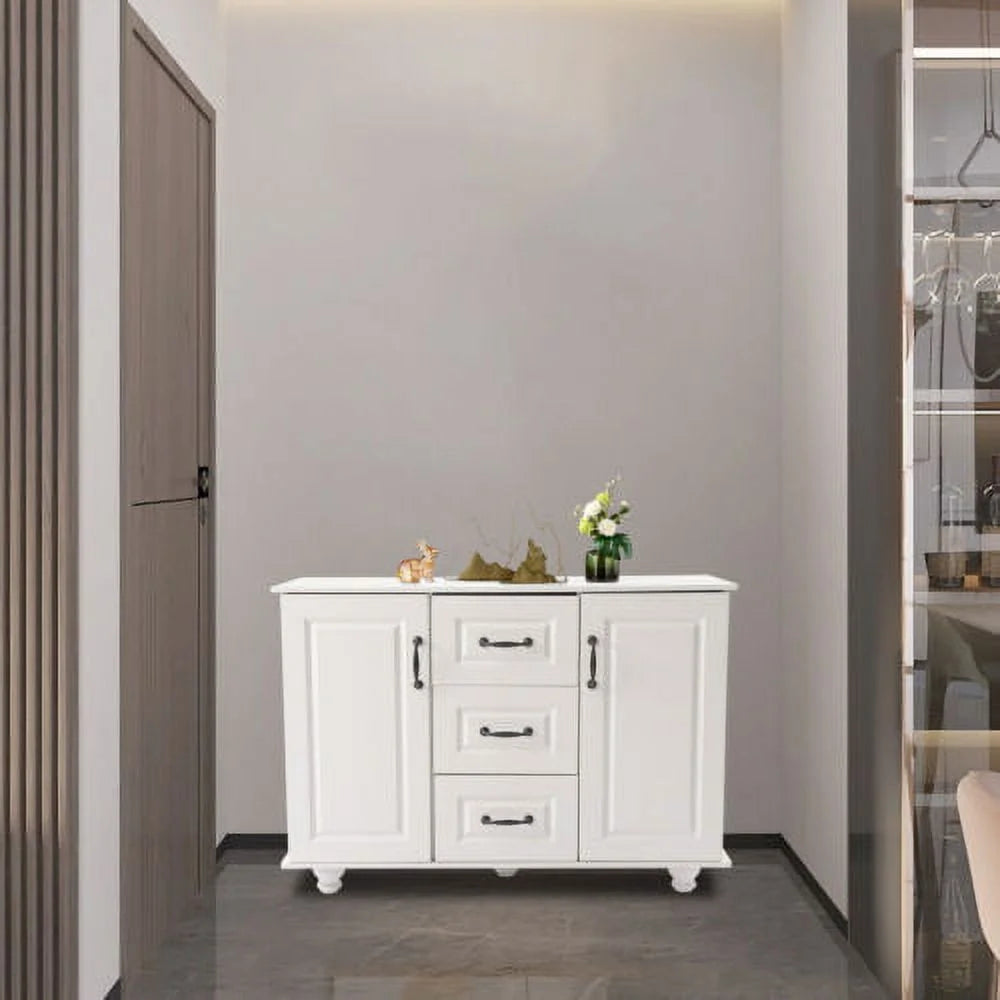 White Wooden 3 Drawer 2 Door Storage Cabinet Z212963