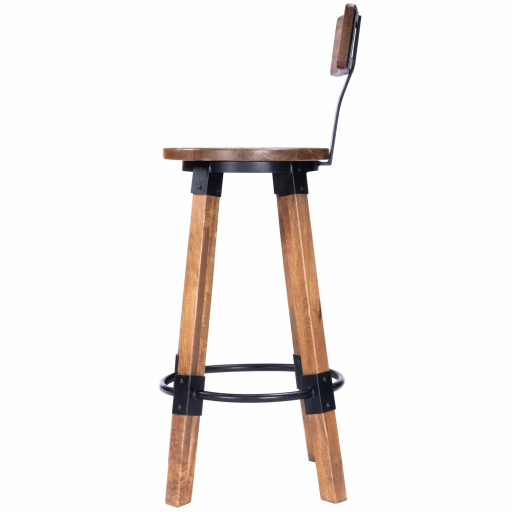 Beige Mango Wood & Metal Bar Stool P141011
